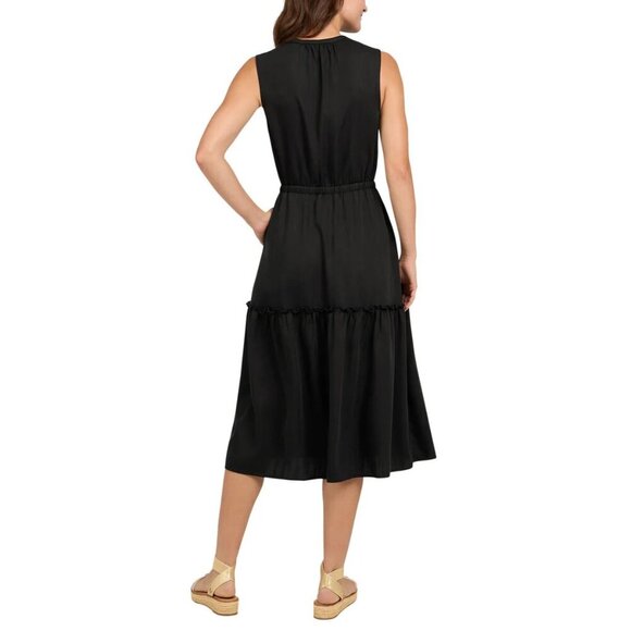 NWT - Lands' End Black Ladies' Tiered Midi Dress – Size XL - Picture 4 of 4